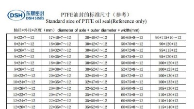 PTFE油封標(biāo)準(zhǔn)尺寸